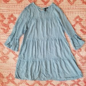 Blue tiered long Sleeve dress